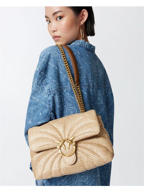Borsa a tracolla rafia trapuntata Love Bag Puff con farfalla PINKO | 100038A2C8/C50Q